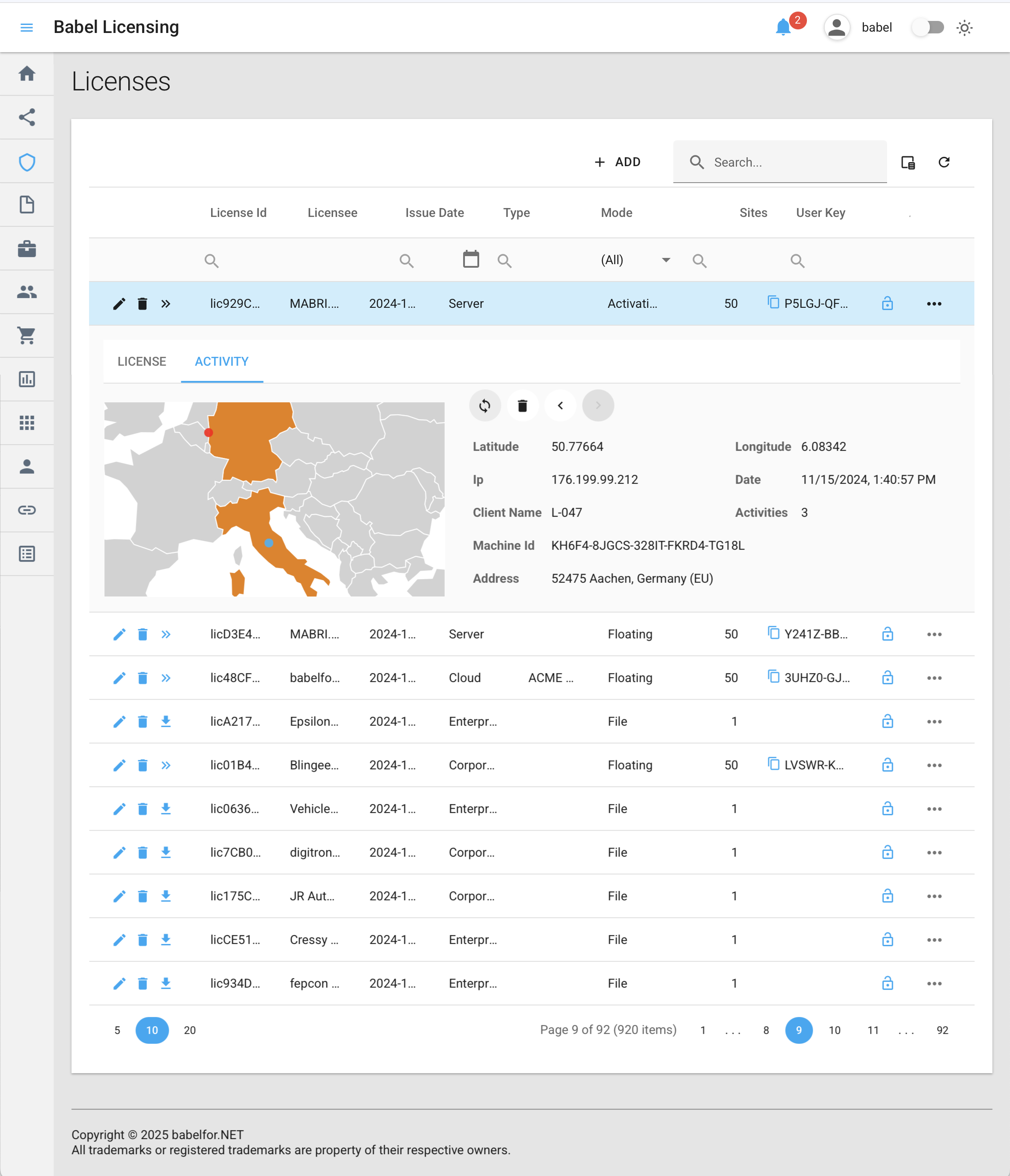 Licenses | Babel Documentation